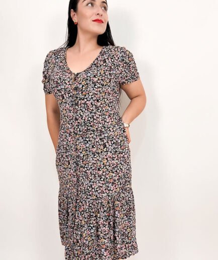 vestido midi de flores