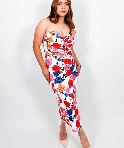 Vestido estraple de flores