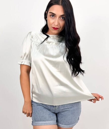 Blusa satinada manga corta