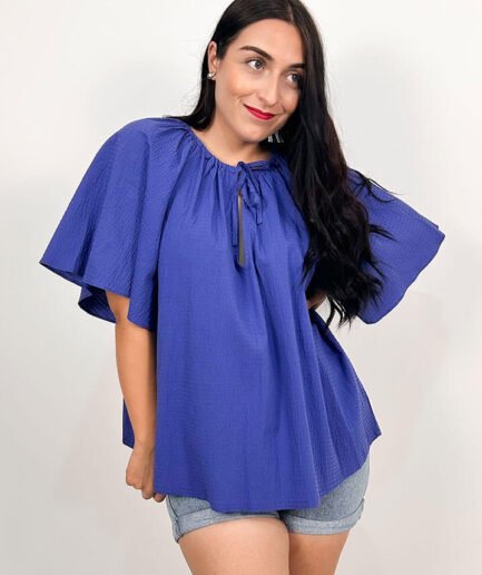 Blusa manga corta azul