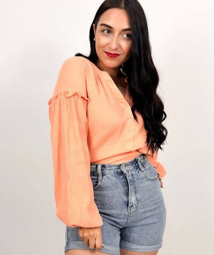 Blusa manga larga color melón