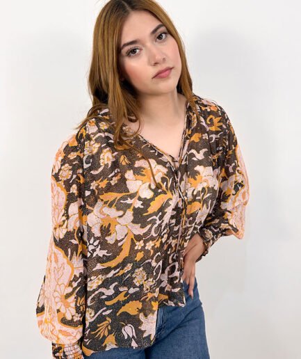 Blusa transparente manga larga