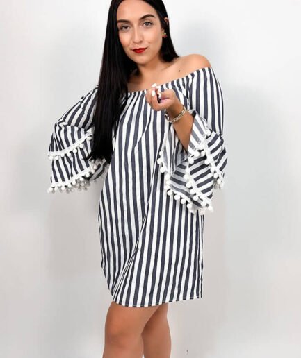 Vestido corto de rayas