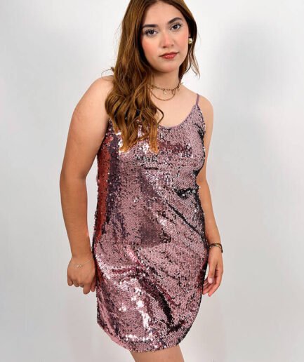 vestido de lentejuelas rosa