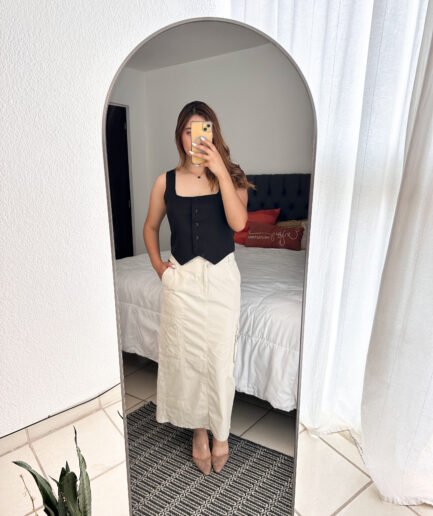 Falda larga beige