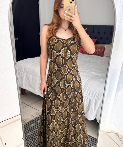 Vestido largo animal print